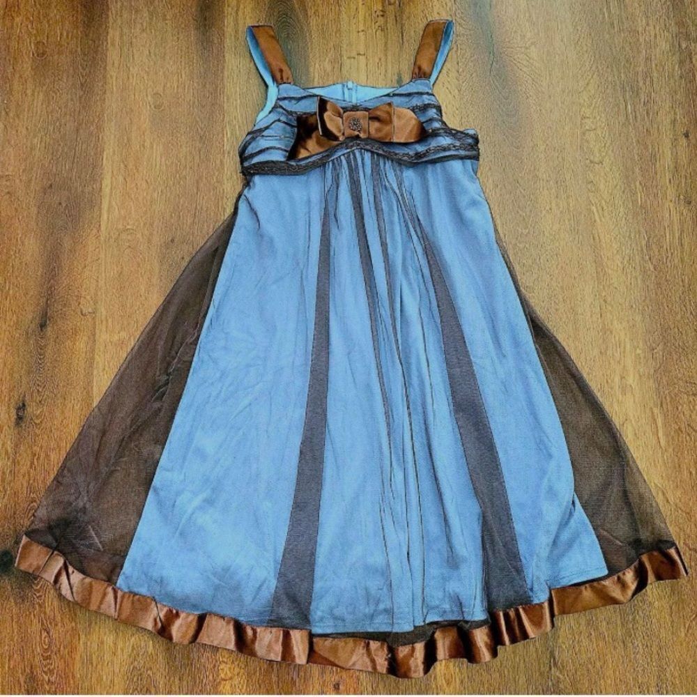 Bonnie Jean Blue and Brown Sleeveless Dress Size Girl 12